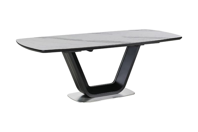 BETHAL Förlängningsbart Matbord 160 cm Keramik/Svart/Vit - Marmorbord - Bord - Matbord & köksbord