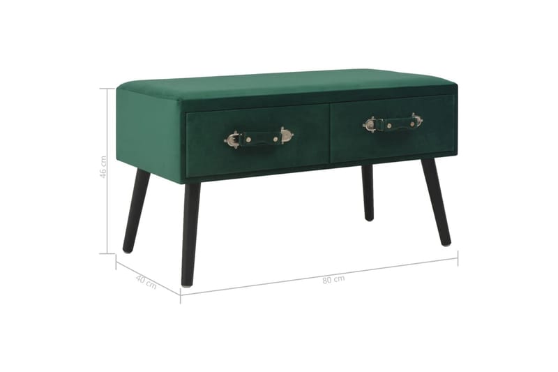 Bänk med lådor 80 cm grön sammet - Grön - Soffbord - Bord