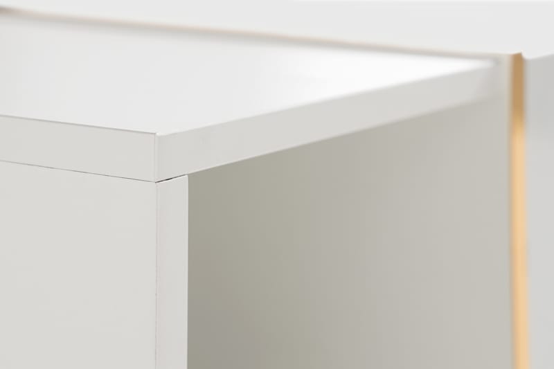 LAVENHAM Soffbord 104 cm med Förvaring Lådor + Hyllor Vit/Gu - Marmorbord - Soffbord - Bord