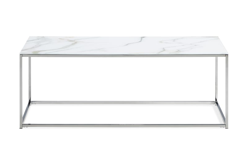 MATADOR Soffbord 120 cm Marmormönster Glas/Vit/Krom - Marmorbord - Soffbord - Bord