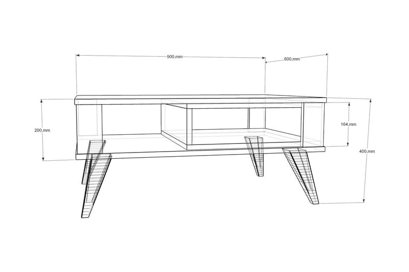 STENHESTRA Soffbord 90 cm med Förvaring Hylla Brun/Vit - Soffbord - Bord