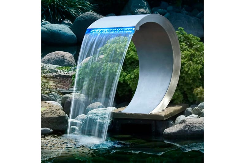 Ubbink Vattenfall rostfritt stål LED-belysning - Silver - Övriga trädgårdstillbehör - Vattenfall damm
