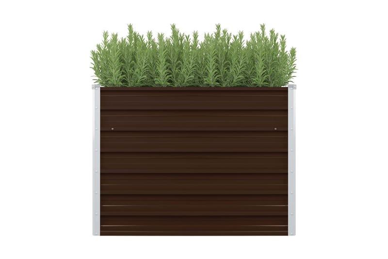 Upphöjd odlingslåda brun 100x100x77 cm galvaniserat stål - Brun - Övriga trädgårdstillbehör - Blomlåda