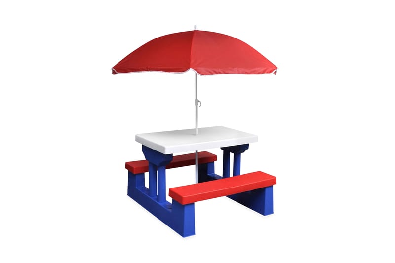 Picknickbord med bänkar och parasoll för barn flerfärgad - Flerfärgad - Picknickbord