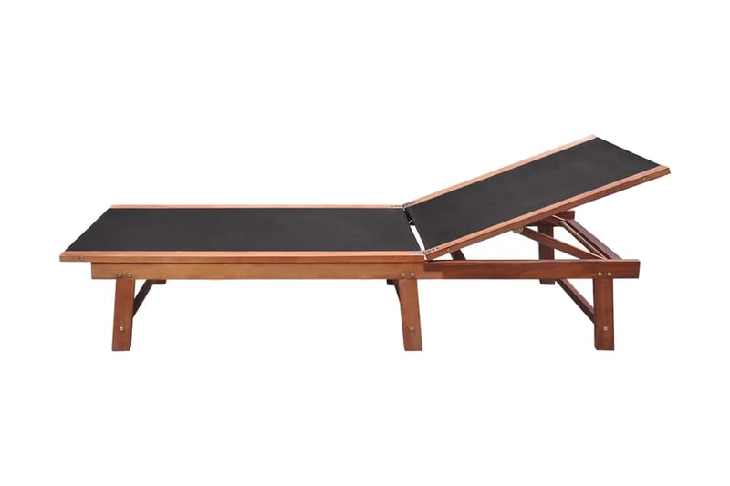 Solsängar 2 st med bord massivt akaciaträ och textilene - Brun - Solsängar & solvagnar