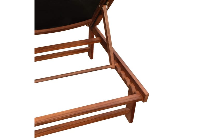 Solsängar 2 st med bord massivt akaciaträ och textilene - Brun - Solsängar & solvagnar
