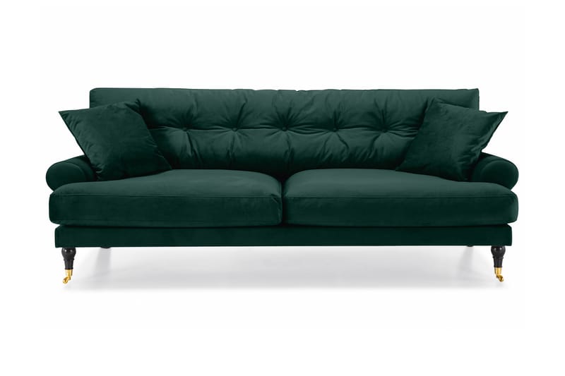 ANTHONY Sammetssoffa 3-sits Mörkgrön/Mässing -   - 3-sits soffor - Sammetssoffor - Howardsoffor