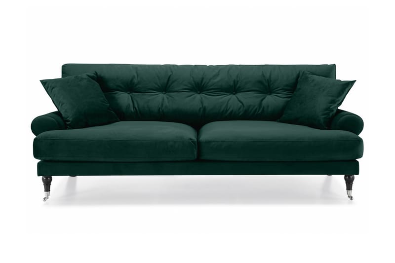 ANTHONY Sammetssoffa 3-sits Mörkgrön/Mässing - 3-sits soffor - Sammetssoffor - Howardsoffor