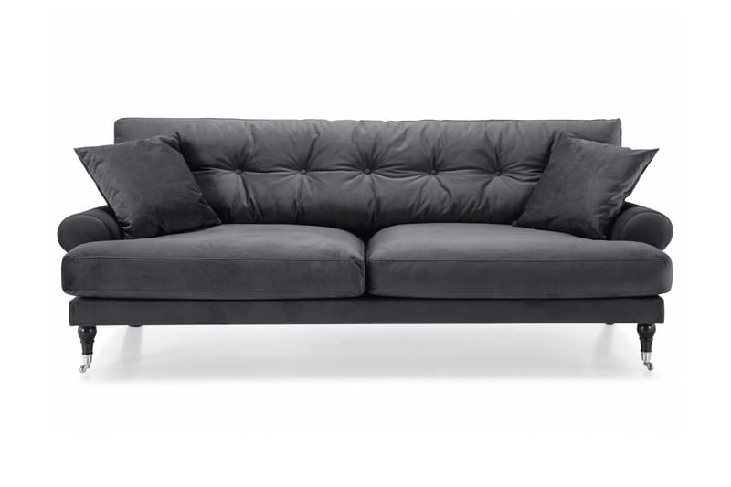 ANTHONY Sammetssoffa 3-sits Mörkgrå/Mässing - 3-sits soffor - Sammetssoffor - Howardsoffor