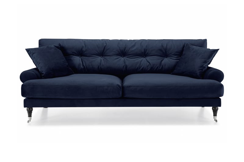 ANTHONY Sammetssoffa 3-sits Midnattsblå/Krom - 3-sits soffor - Sammetssoffor - Howardsoffor