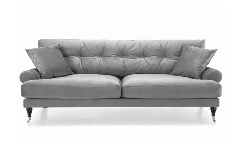 ANTHONY Sammetssoffa 3-sits Silvergrå/Krom - 3-sits soffor - Sammetssoffor - Howardsoffor