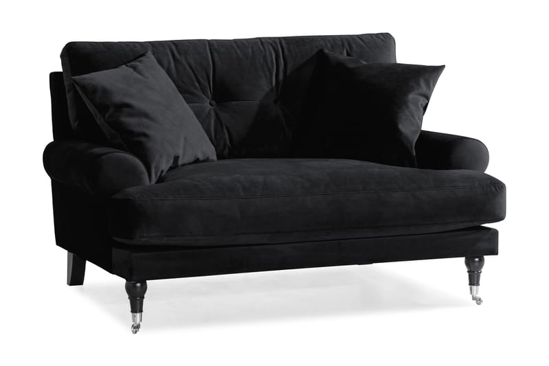 ANTHONY Loveseat Sammet Svart/Krom - Fåtöljer - Sammetsfåtölj