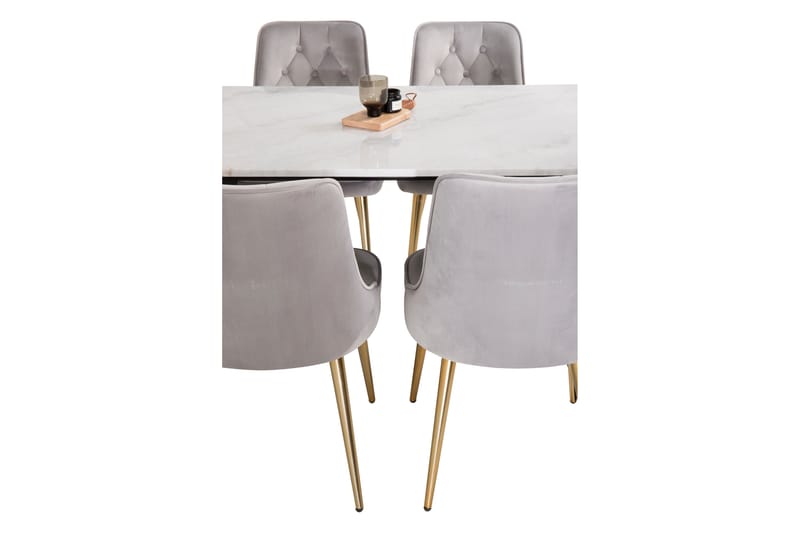 ATEN Matgrupp med 4 CARRERA Lyx Sammetstol - Matgrupp & matbord med stolar