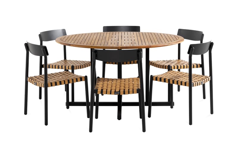 LINES Matgrupp + 6 BUCKLE Matstolar Svart - Matgrupper utomhus