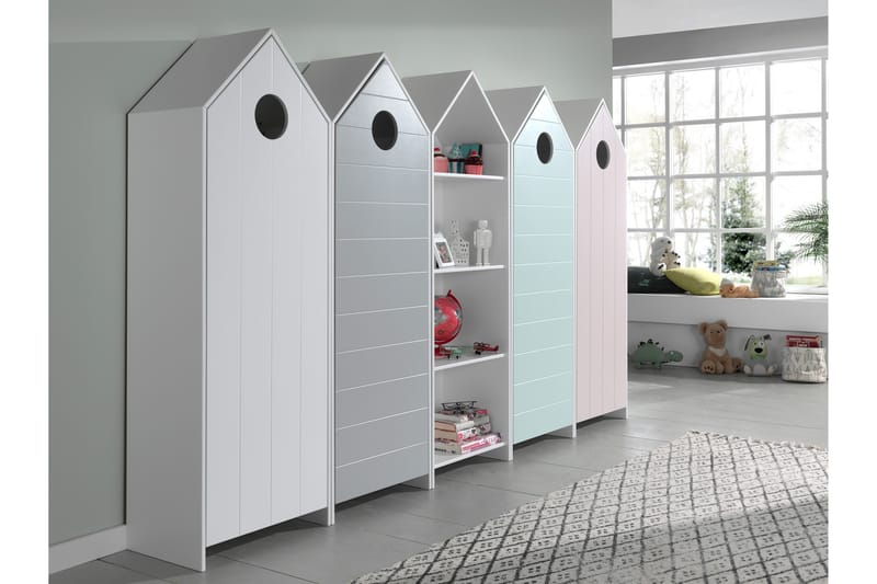 MORAST Garderober 5-pack Vit/Grå/Rosa/Mintgrön - Barngarderob - Garderobsskåp