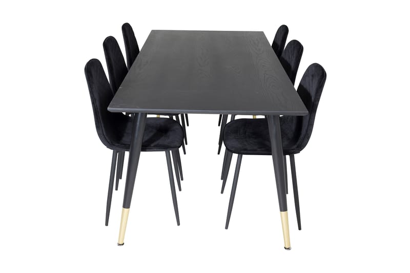 JACOBAY Bord 180 cm Svart/Mässing + 6 SOBRIDO Stolar Svart - Matgrupp & matbord med stolar