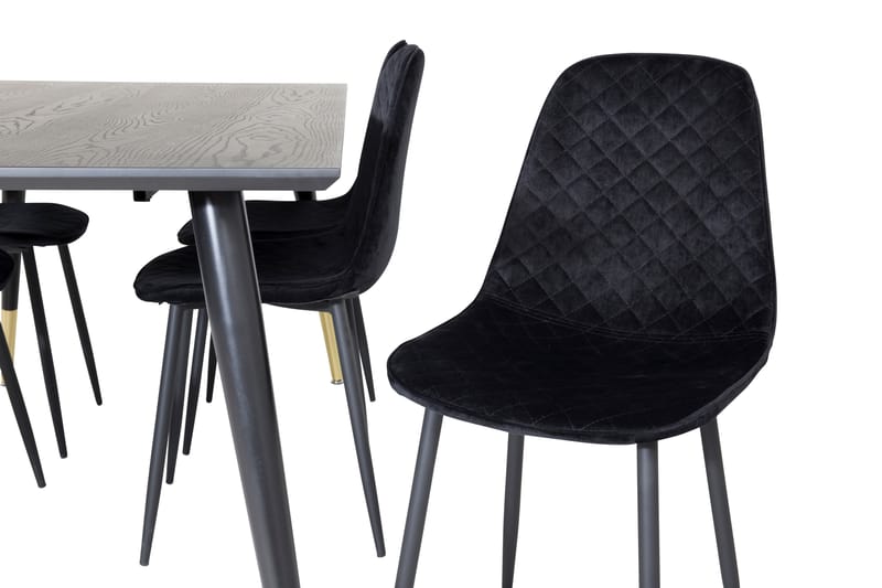JACOBAY Bord 180 cm Svart/Mässing + 6 SOBRIDO Stolar Svart - Matgrupp & matbord med stolar