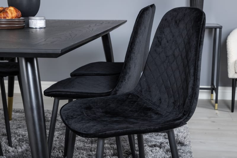 JACOBAY Bord 180 cm Svart/Mässing + 6 SOBRIDO Stolar Svart - Matgrupp & matbord med stolar