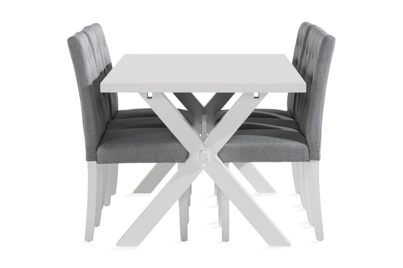 FRESNO Matbord 180 cm Vit + 6 LOMBEN Stolar - Matgrupp & matbord med stolar