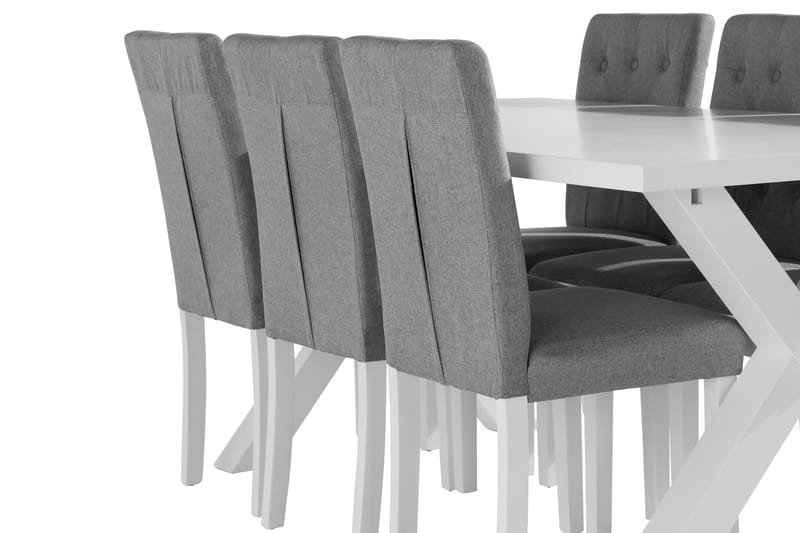FRESNO Matbord 180 cm Vit + 6 LOMBEN Stolar - Matgrupp & matbord med stolar