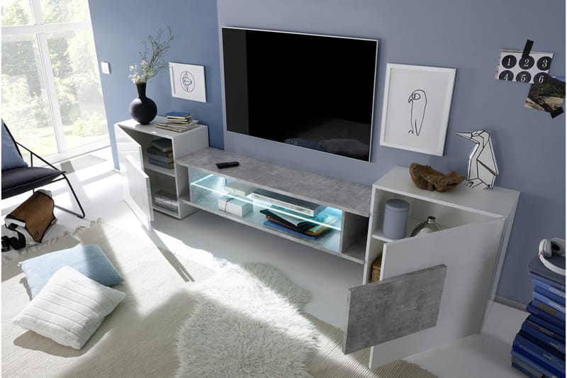 READING TV-bänk 258 Vit/Betong - - Tv-bänkar READING TV-bänk 258 Vit/Betong - - Tv-bänkar