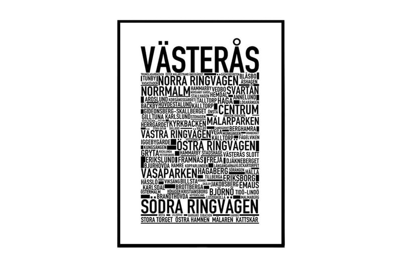 Poster Västerås Vit|Svart 70X100 - Poster & print
