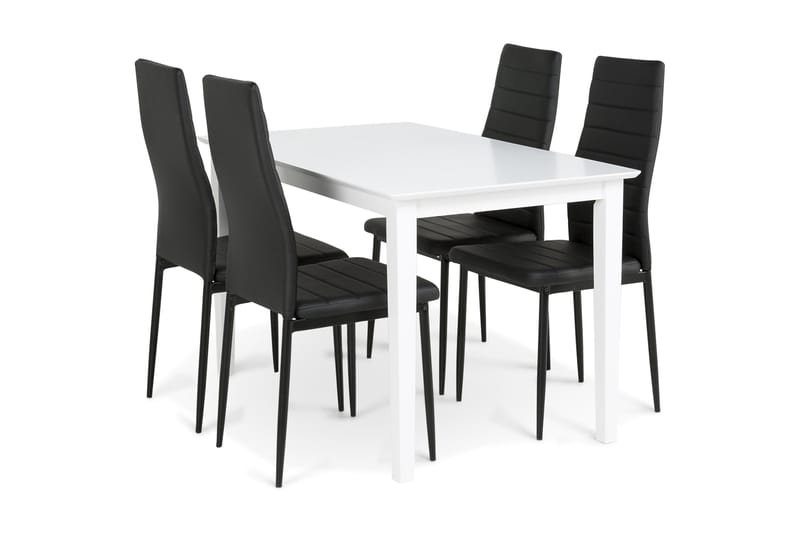 MAXIMILIAN Matbord 120 cm Vit + 4 TEKLA Stolar Svart - Matgrupp & matbord med stolar