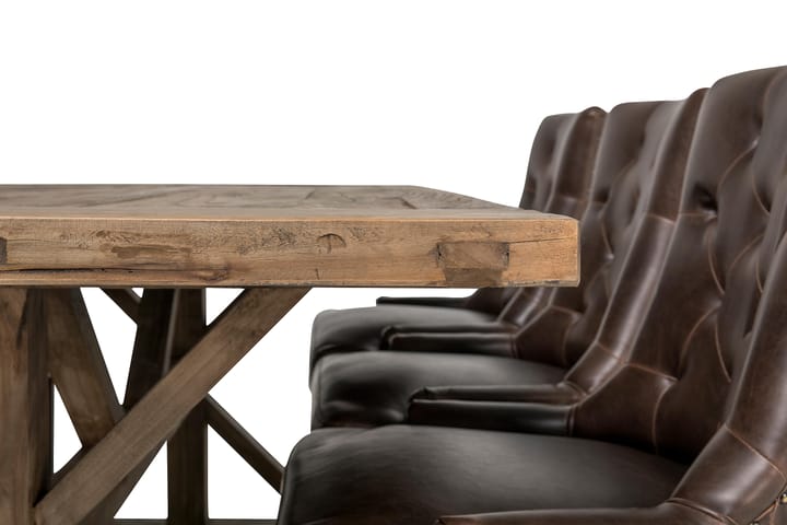 LIRE Förlängningsbart Bord 200 Natur + 6 CARMINE Stol Brun -   - Matgrupp & matbord med stolar
