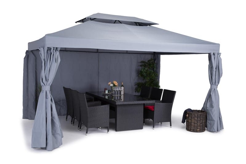 BERMUDA Paviljong 3x4 + Väggar Ljusgrå - Komplett paviljong