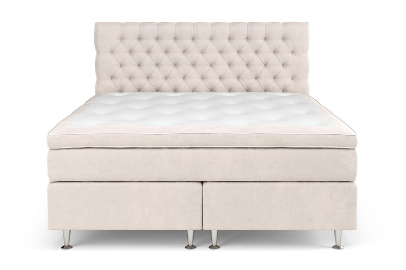 GRAND XL Kontinentalsäng 210x210 cm Beige Sammet -   - Kontinentalsängar - Komplett Sängpaket