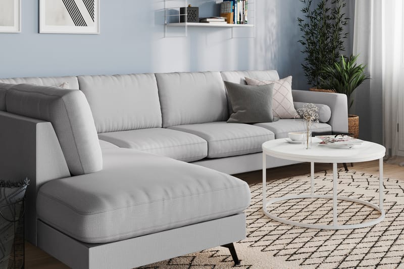 NASHVILLE LYX 4-sits Soffa med Schäslong Vänster Grå - Divansoffa & schäslong