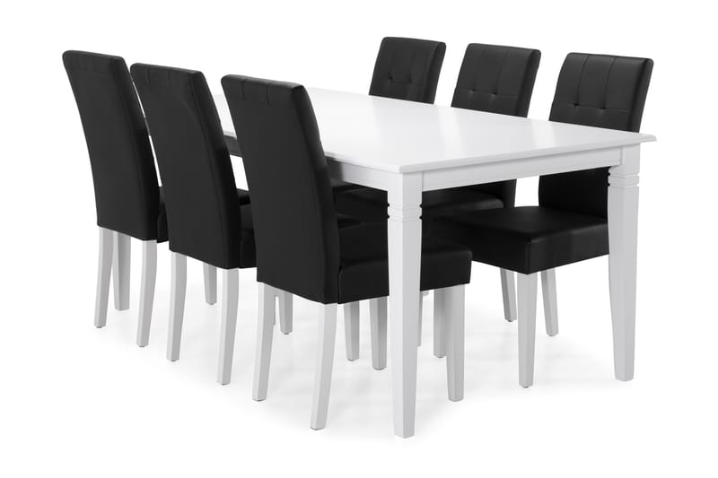 HAILEY Bord + 6 STILO Stol Svart/Vit - Matgrupp & matbord med stolar
