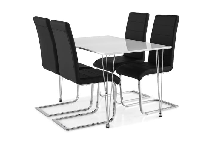 KRONOBERG Bord 120 + 4 SALA Stol Vit/Svart - Matgrupp & matbord med stolar