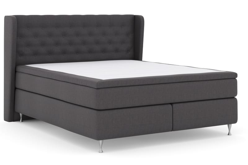 LEXI No 4 Sängpaket 180 Fast - Mörkgrå/Silver - Kontinentalsängar - Komplett Sängpaket