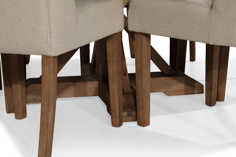 LIRE Matgrupp 150 Rund + 6 SELMA Stol Vintage Alm/Beige -   - Matgrupp & matbord med stolar