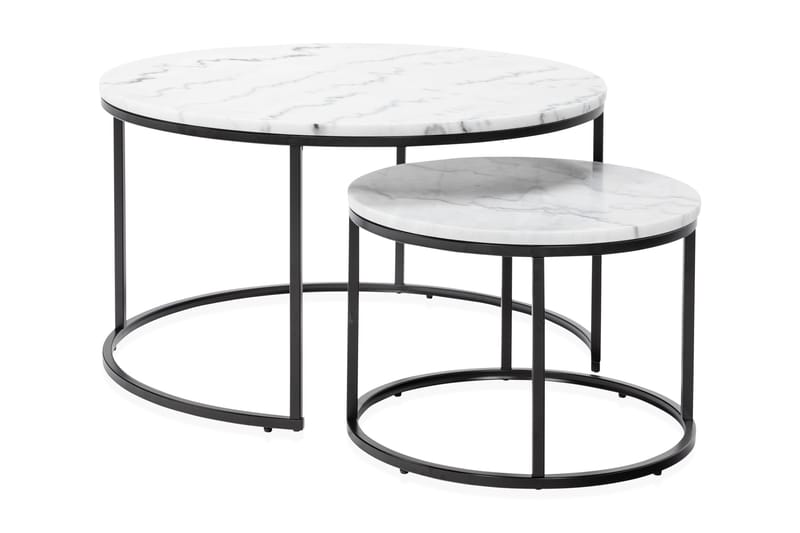 CARRIE Satsbord Runt Marmor/Vit/Svart - Bord - Satsbord