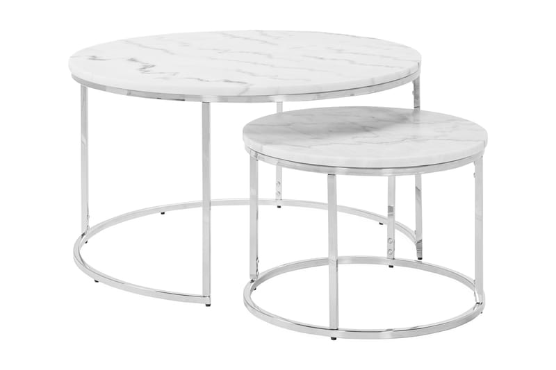 CARRIE Satsbord Runt Marmor/Vit/Krom - Bord - Satsbord