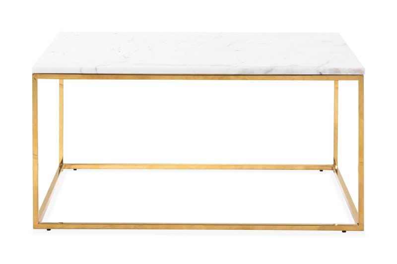 CARRIE Soffbord 90 cm Marmor/Vit/Mässing - Bord - Marmorbord - Soffbord