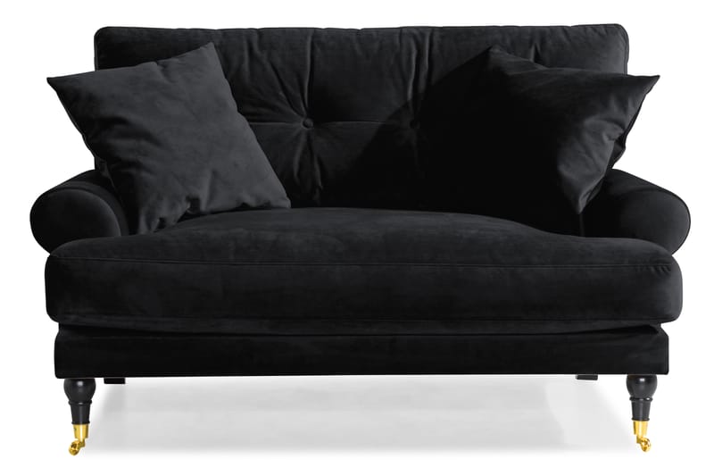 ANTHONY Loveseat Sammet Svart/Mässing - Fåtöljer - Sammetsfåtölj
