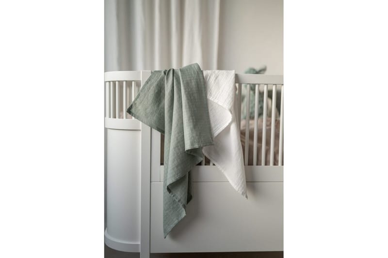 Muslinwrap 2-Pack - Vit/Grön (70 x 70 cm) - Barn & bebis - Barnrumsinredning & leksaker