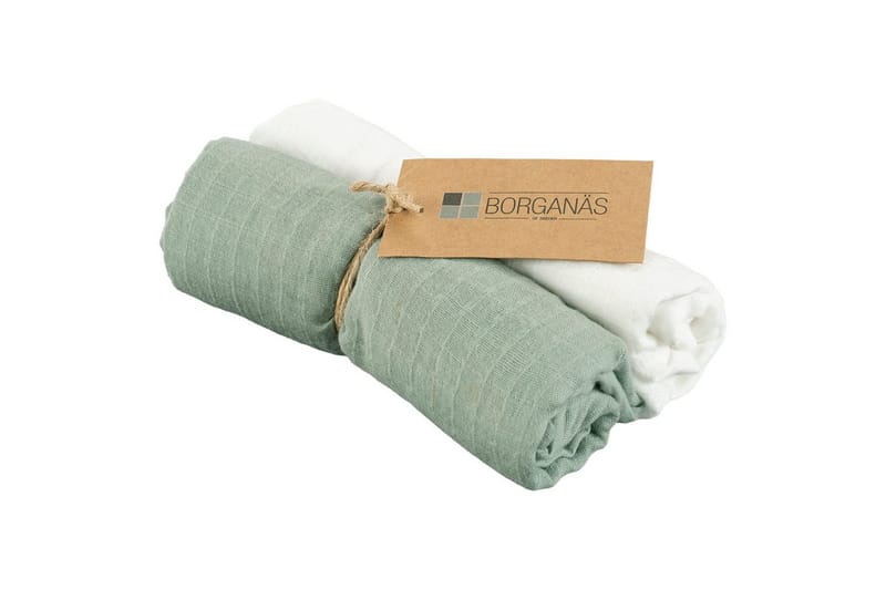 Muslinwrap 2-Pack - Vit/Grön (70 x 70 cm) - Barn & bebis - Barnrumsinredning & leksaker