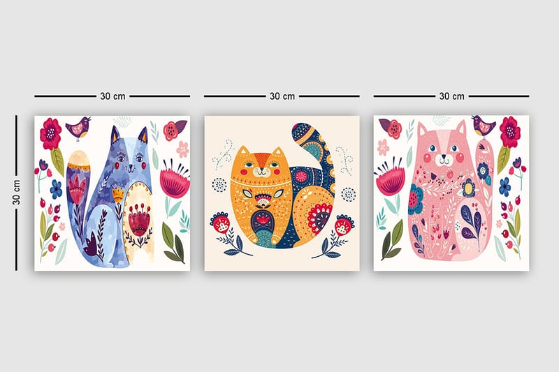 Decorative Canvas Painting (3 Pieces) 30x30 - Inredning & dekor - Tavlor & konst - Canvastavla
