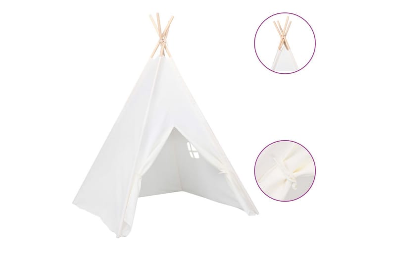 Tipitält för barn med väska peachskin vit 120x120x150 cm - Vit - Barn & bebis - Barnrumsinredning & leksaker - Dekoration barnrum & inredning barn - Lektält barnrum