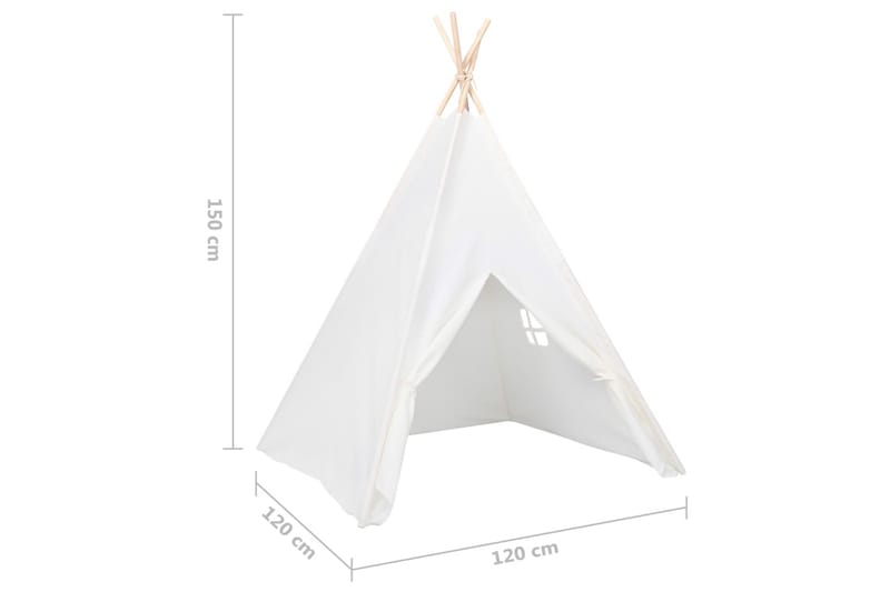Tipitält för barn med väska peachskin vit 120x120x150 cm - Vit - Barn & bebis - Barnrumsinredning & leksaker - Dekoration barnrum & inredning barn - Lektält barnrum