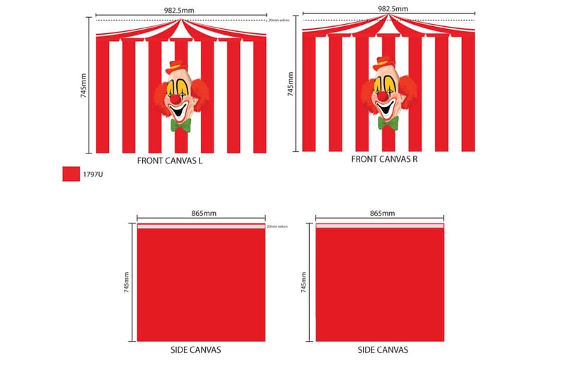 GAMELINE Sänggardin Cirkus Röd/Vit - Flerfärgad - Barnrumsinredning & leksaker