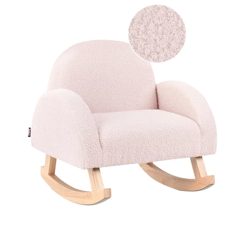 Gungfåtölj Hug, Rosa, ljust trä