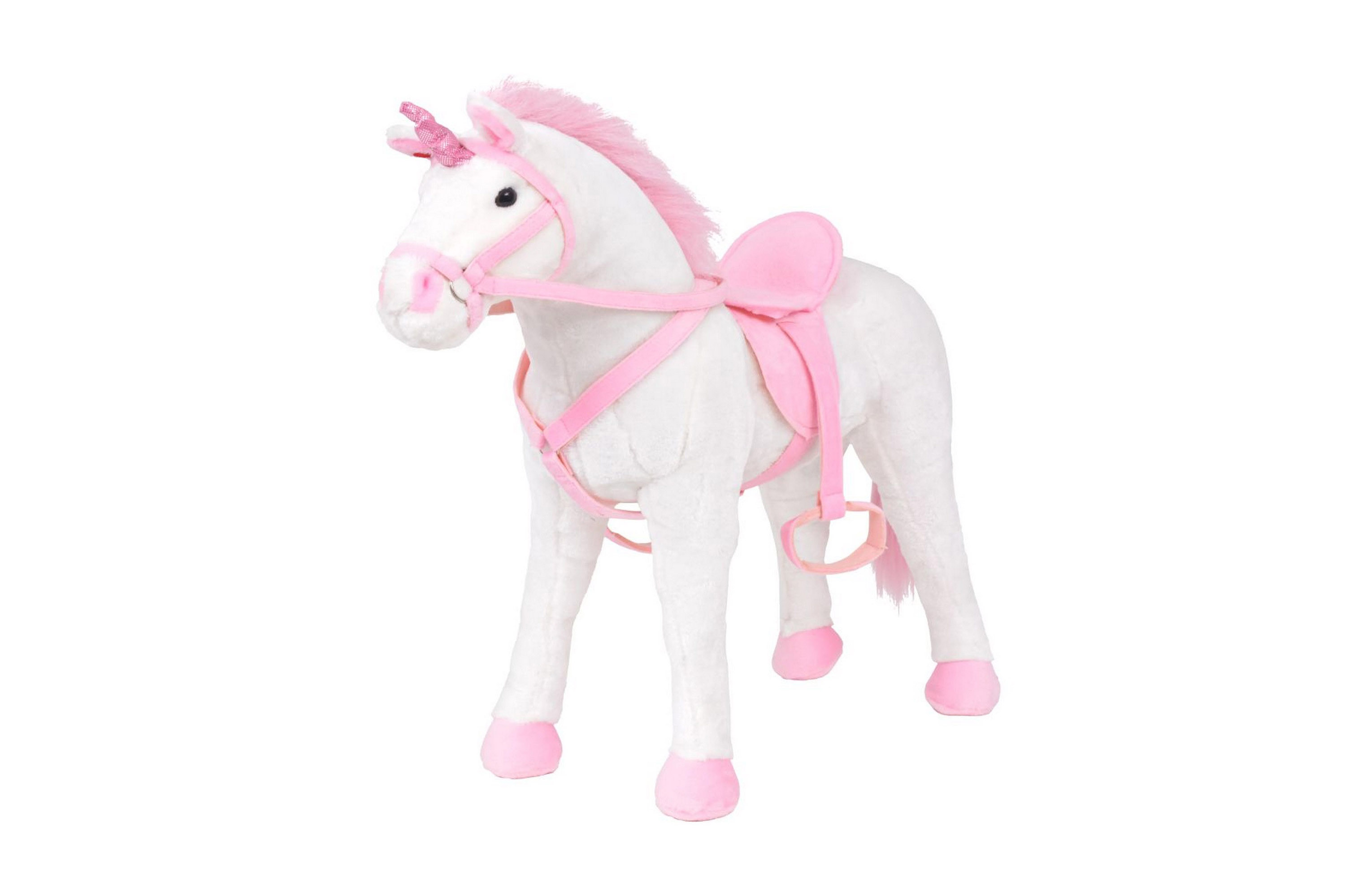 Stående leksaksenhörning plysch vit och rosa XXL – Vit