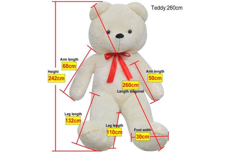 Nallebjörn vit plysch 242 cm - Beige - Barnrumsinredning & leksaker - Mjukleksaker & gosedjur