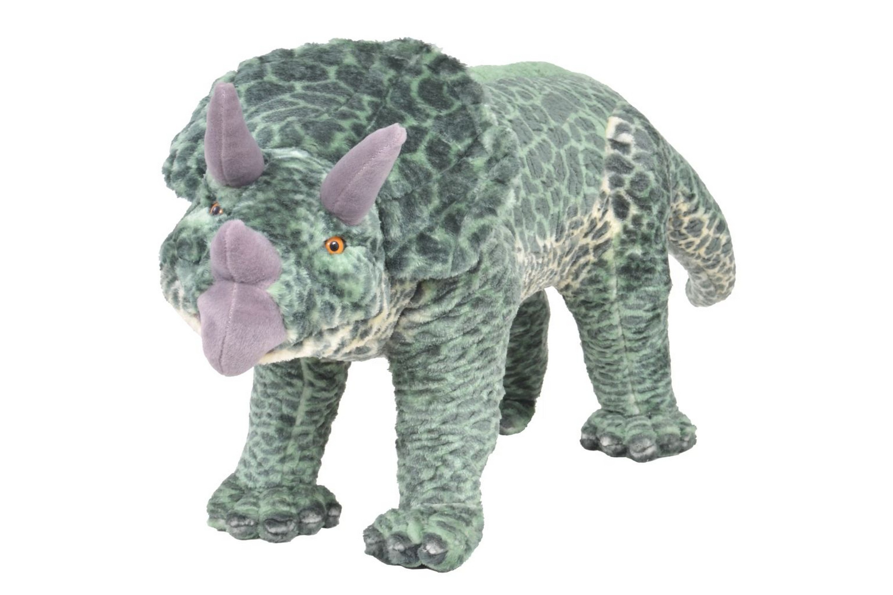 Stående leksaksdinosaurie triceratops plysch grön XXL – Grön