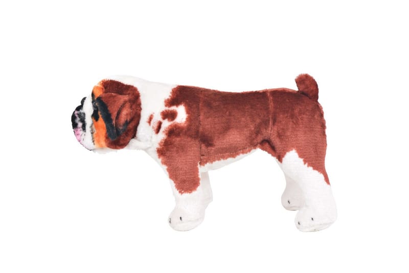 Stående leksakshund bulldog plysch vit och brun XXL - Vit - Barn & bebis - Barnrumsinredning & leksaker